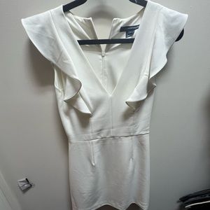 French connection whisper ruffled v neck mini dress